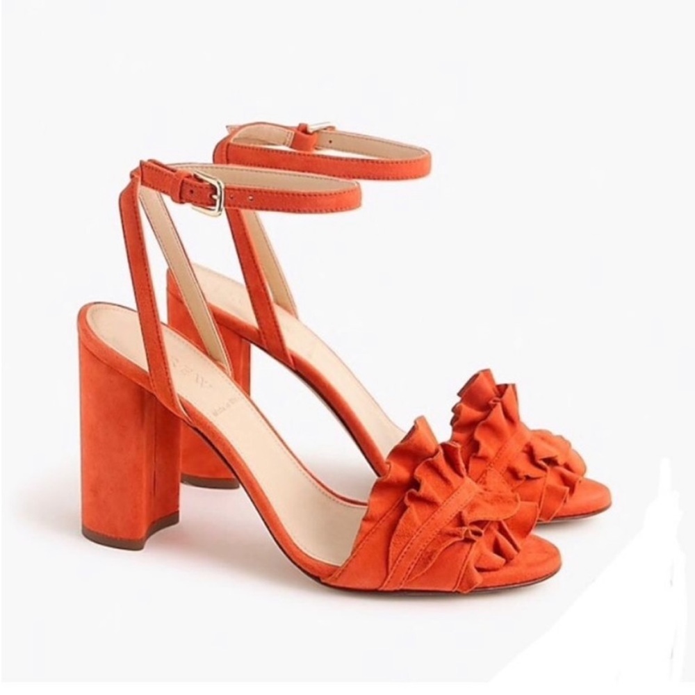J. Crew Orange Ruffle Sandals
